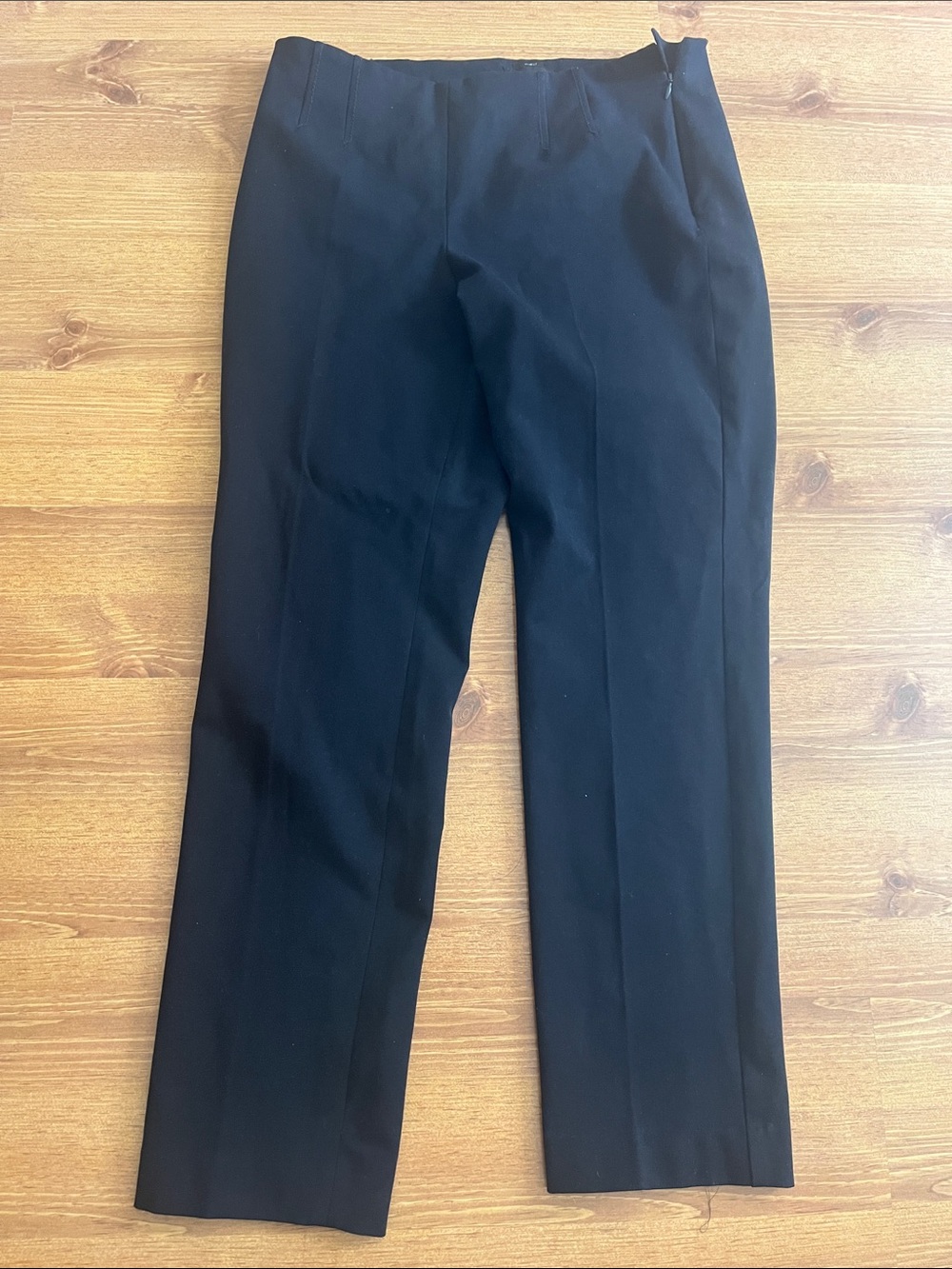 Talbots Tailored Black Ponte Straight Leg Trousers Side Zip Back Pockets
